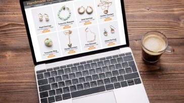 handmade craft shop website on a laptop