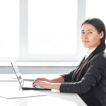 woman working on a laptop