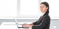 woman working on a laptop