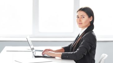 woman working on a laptop