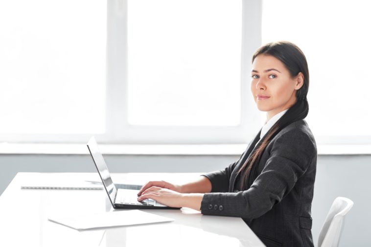 woman working on a laptop