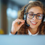 call center agent with headset