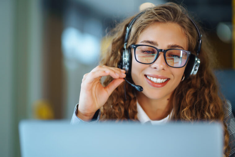 call center agent with headset