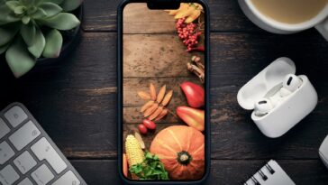 iphone with autumn crop screensaver