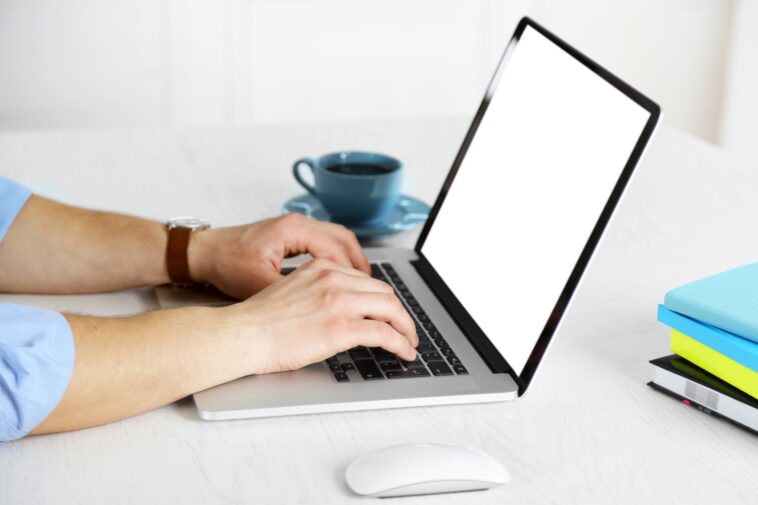 man working on a laptop