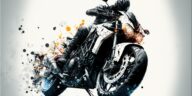 digital illustration of a man riding a motorcycle