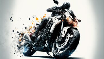 digital illustration of a man riding a motorcycle