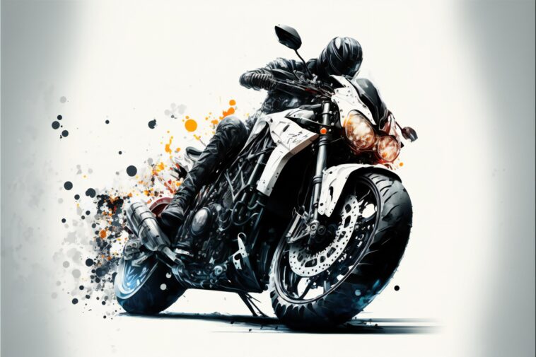 digital illustration of a man riding a motorcycle