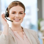 smiling woman with a headset