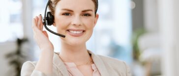 smiling woman with a headset