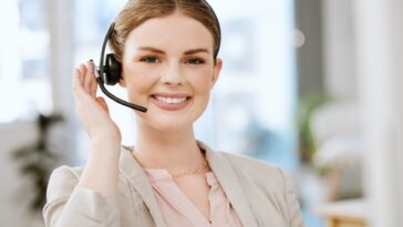 smiling woman with a headset