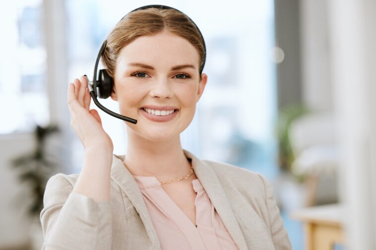 smiling woman with a headset