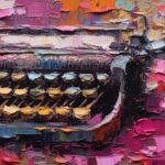 colorful painting of a typewriter