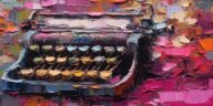 colorful painting of a typewriter