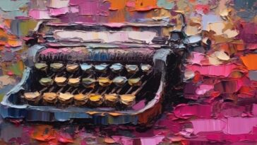 colorful painting of a typewriter